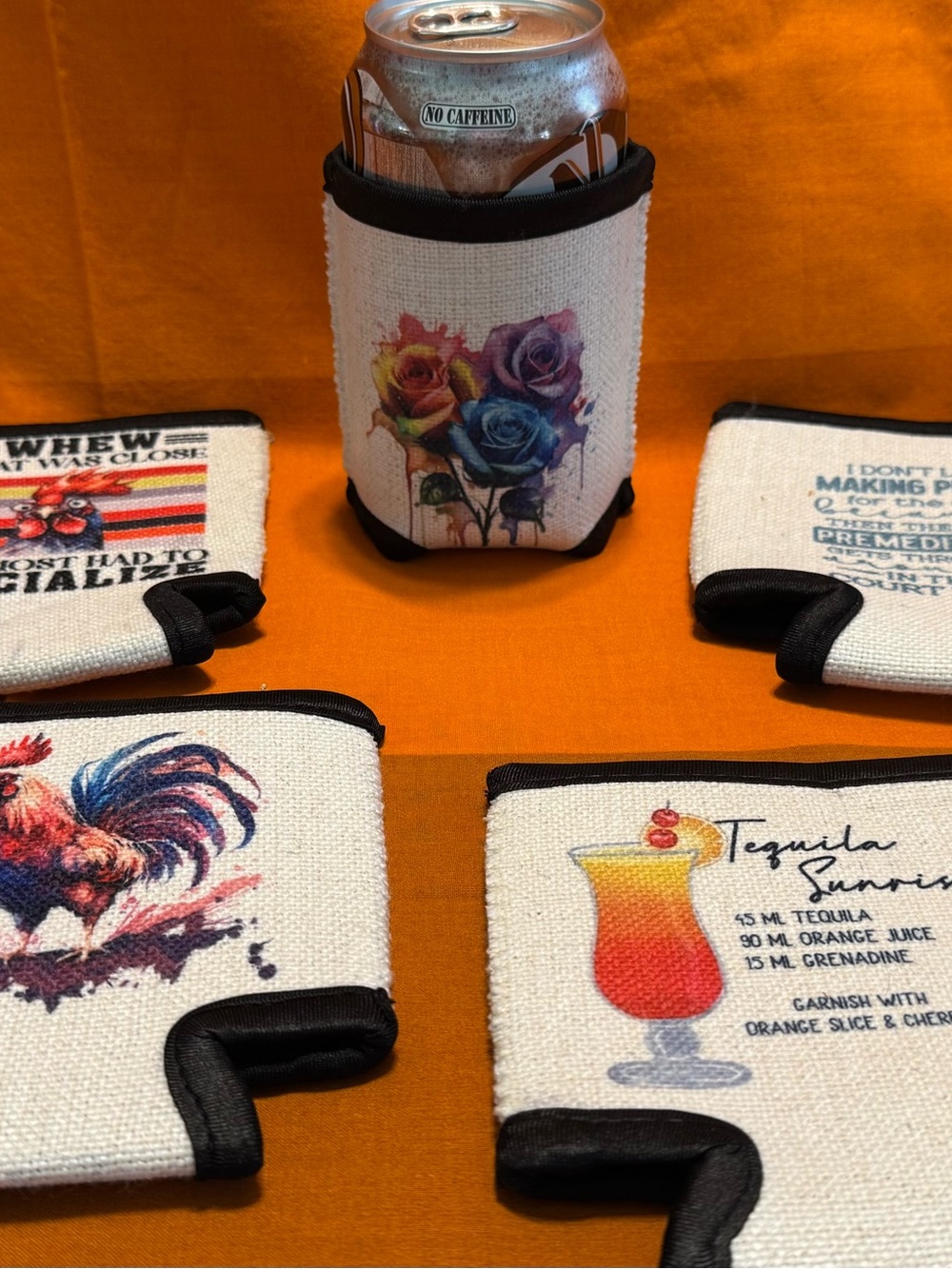 5 Linen Drink Koozies